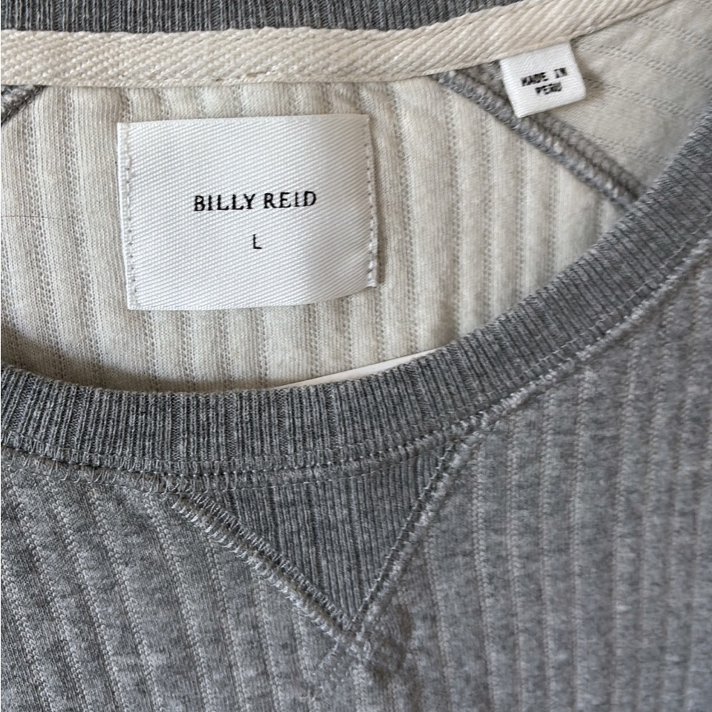 Billy Reid Mens Long Sleeve Quilted Gray Crew Neck Sweatshirt Pullover Size L - Picture 3 of 5